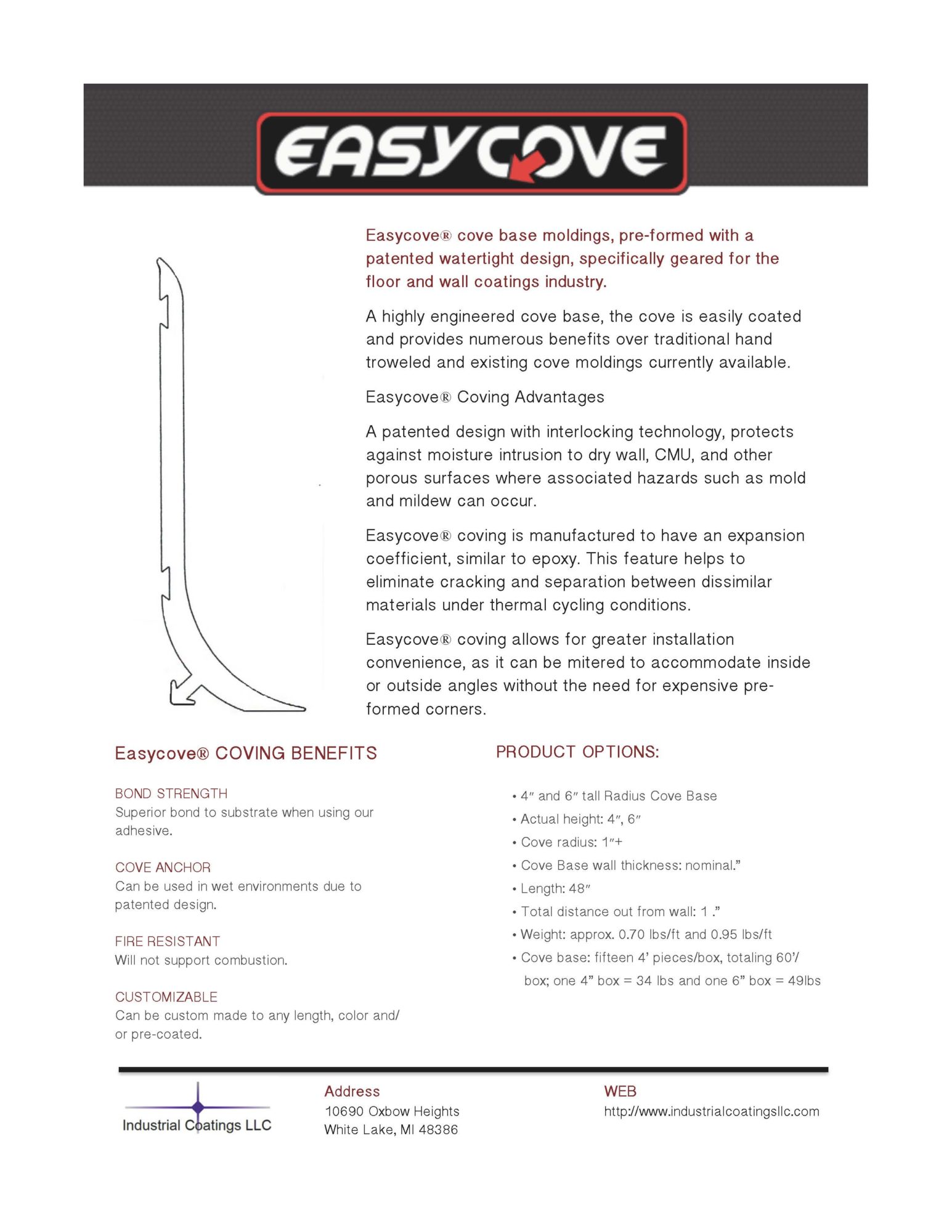 Easycove Sales Sheet Industrial Coatings, LLC